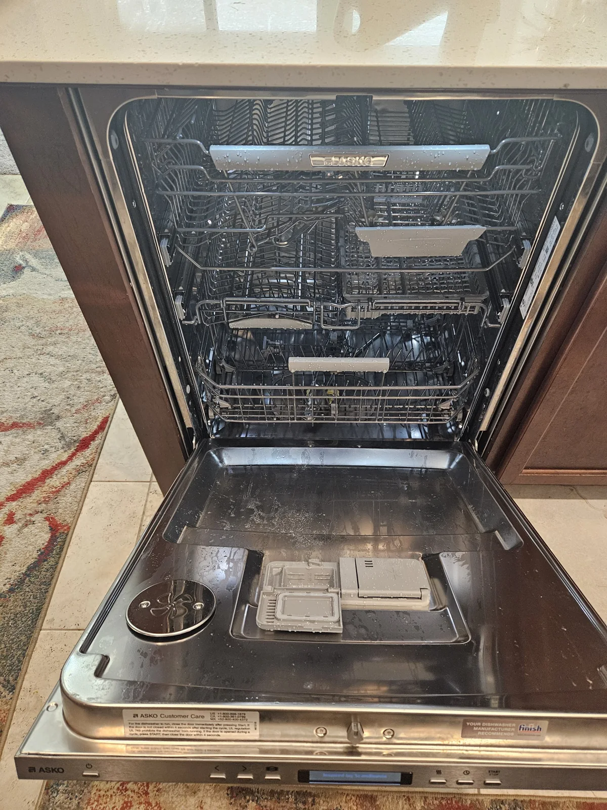 ASKO dishwasher interior and baskets.