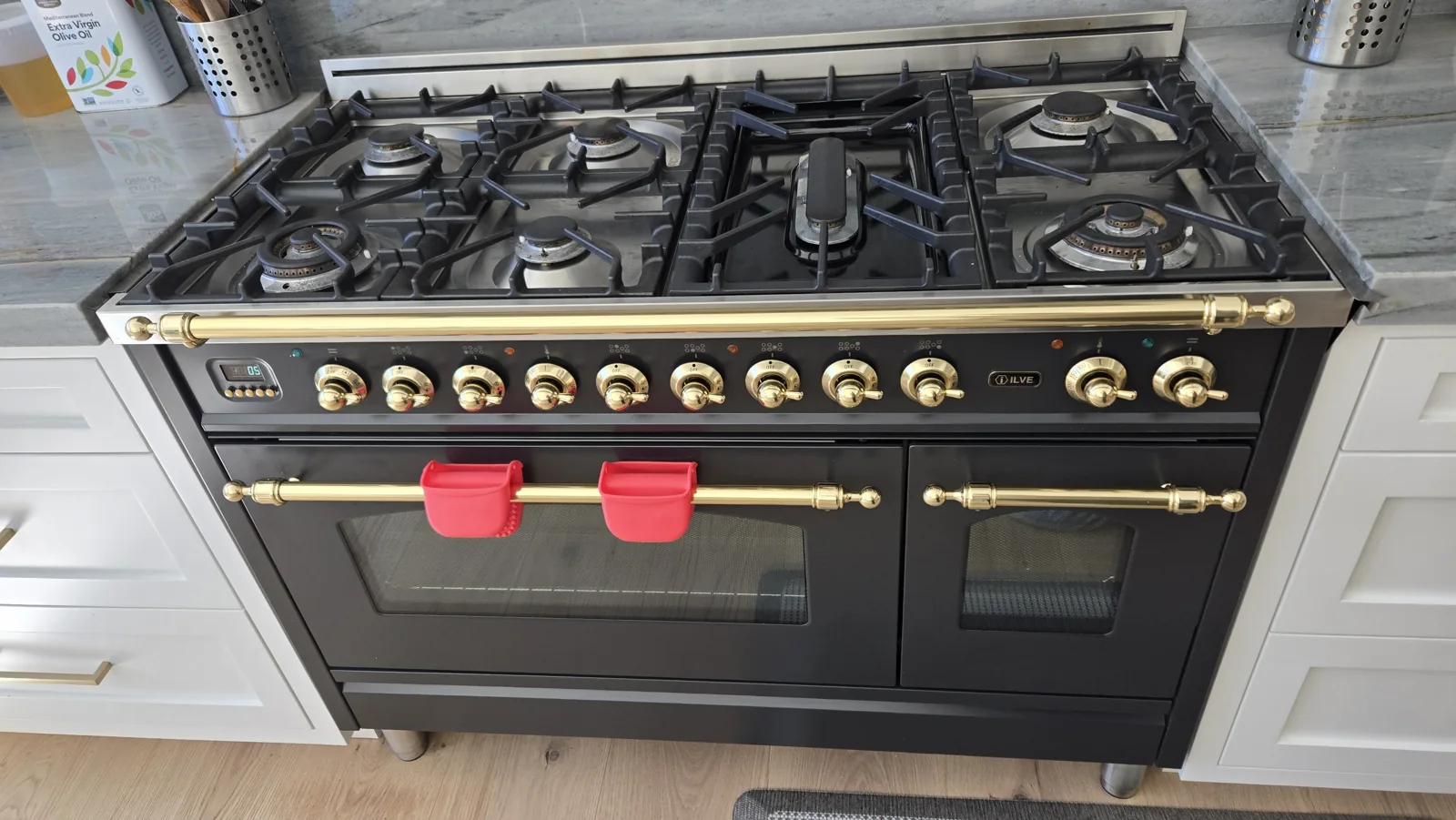 ILVE gas cooking surface and control panel.